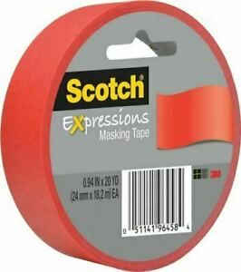 Lot of 4 Scotch Expressions Masking Tape .94&#034; x 20 yds. Red (3437-PRD) NEW