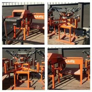 CAPS screen printing equipment - 2 presses, 2 flash units, screen burner, dryer