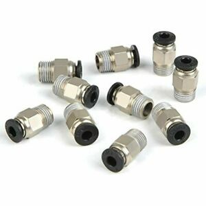 Push Straight Pneumatic Connector Stainless Steel Tube 10 Pcs External Fitting