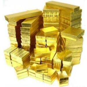 100 ASSORTED GOLD COTTON FILLED JEWELRY GIFT BOXES