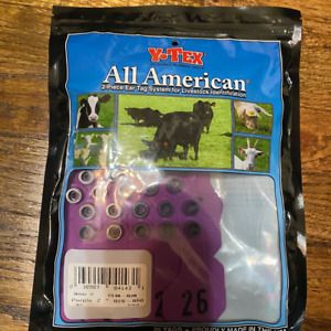 NEW PURPLE  Y-Tex small 2pc ear tags number front #26-50
