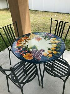 Italian Hand Painted Stone Tables and Chairs 