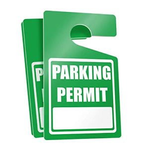 Parking Permit Hang Tags Green - 10 Tough Thick Re-Usable Weatherproof Passes Or