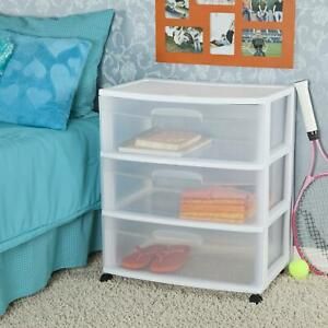 White Wide 3 Drawer Cart Home Office Multi-purpose Storage Containers Organizer