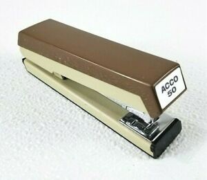 ACCO Stapler Model 50 Brown/Cream Made in USA Great Shape Works Vintage