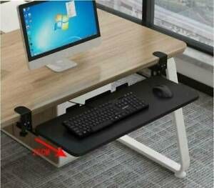25&#034; Under Desk Clamp on Keyboard Tray Sliding Adjustable Drawer Shelf Slides Out