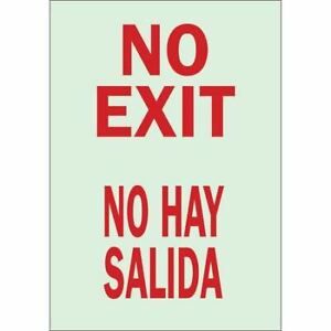 BRADY 90752 No Exit Sign, English, Spanish, 10&#034; W, 14&#034; H, Plastic, White