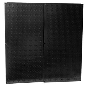 32 in. x 32 in. overall size black metal pegboard pack with two 32 in. x 16 in