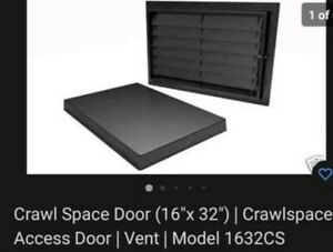 Crawl Space Access Door with Louvers (Black, 16&#034; Height x 32&#034; Width)