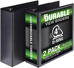 Samsill Durable 3 Ring View Binders, 4 Inch Locking D-Ring - Holds 800 Sheets, P
