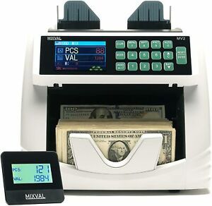 MIXVAL MV2 Money Counter Machine | Bank Grade W/Counterfeit Bill Detector | And