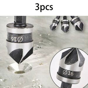 3 Pcs Hex 1/4&#034; 12mm 16mm 19mm Shank 5 Flutes Edge 90° Hcs Countersink Drill Bits