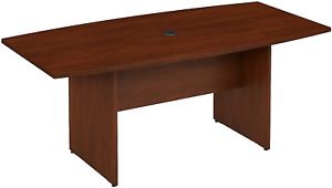 Bush Business Furniture 72W X 36D Boat Shaped Conference Table with Wood Base in
