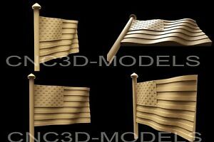 3D STL Model for CNC Router Engraver Carving Artcam Aspire USA Flag America AF19