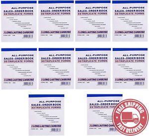 Lot  of  10  Sales  Order  Book  33  Triplicate  Forms  Carbonless  3  Copy &#039; S