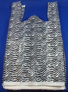 11.5&#034; x 6&#034; x 21&#034; Zebra Print Design 100 Qty. 1/6 Plastic T-Shirt Shopping Bags