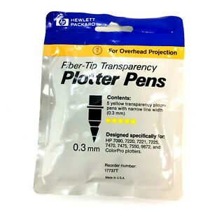 HP Fiber-Tip Transparency Plotter Pens 5-Pack .3mm Yellow # 17737T