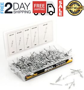 Tradespro 836341 remaches de aluminio surtidos, 500 piezas, varios tamaos