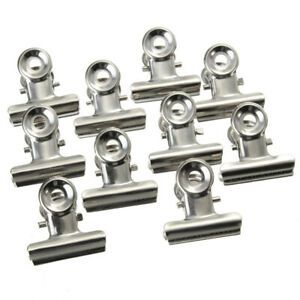 10 PC Mini Bulldog Letter Clips Steel Silver Clip~ For Sale Paper Binder L7W3