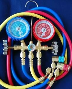 Manifold Gauge+Hose Set R22 R134a+Car AC Quick Snap on Coupler Adapter HVAC Tool