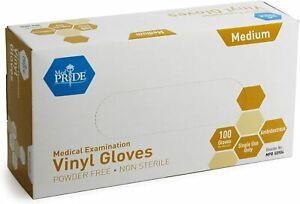 Medpride Medical Vinyl Examination Gloves (Medium, 100-Count) Latex Free Rubber