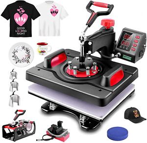 Heat Press 8 in 1, Pro Heat Transfer Machine 12&#034;X15&#034;, Digital 360° Swing Away Ts