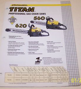 McCULLOCH CHAIN SAW TITAN 560/620 ADVERTISING BROCHURE ADV000223