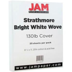 JAM Paper® Extra Heavy Weight 130lb Cardstock, 8.5 x 11, Strathmore Bright White