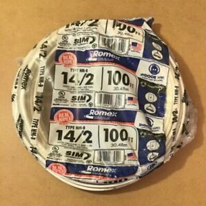 Southwire Romex Simpull Indoor Wire Type NM B 14/2 With Ground 600 Volts 100 Ft