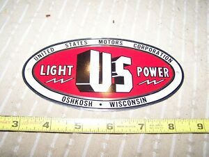 NOS UNITED STATES MOTORS Corp Generator Serial Tag Hit Miss Engine OSHKOSH WI