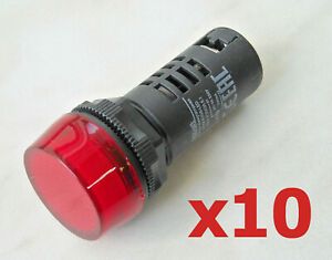 10pcs Lot Indicator Signal Light LED 22mm Red Lamp 220V AC DC IP54 230V