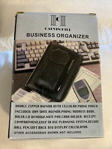 Calvin Hill Business Organizer—Black Zippered Address Book With Accessories—New