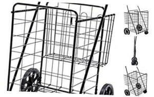 Jumbo Deluxe Folding Shopping Cart with Dual Swivel Whee and Double Basket-