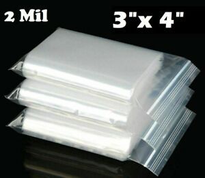 3&#034; x 4&#034; Clear Top Lock Zip Seal Plastic Bags 2Mil Jewelry Pill Zipper Baggies