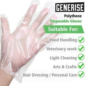100pc Disposable Vinyl Gloves Latex Free Polythene Clear Plastic Catering Safe