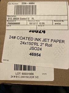 24# Coated ink jet paper 24x150’ RL 2” roll JS024 46954 new