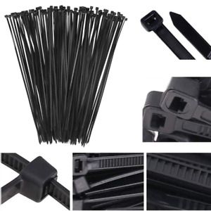100 Cable Zip Ties 12 In Long Cable Ties Strong Nylon Cord Wrap Black Self Lock