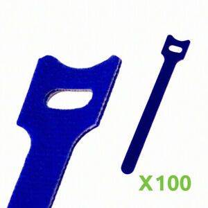 6 Inch Hook and Loop Reusable Strap Cable Cord Wire Ties 100 Pack Blue