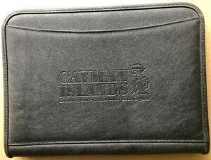 Cayman Islands Black Leather Portfolio Organizer