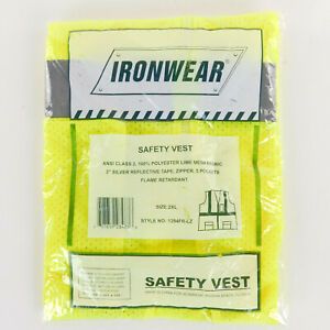 Ironwear Safety Vest 2XL Lime Mesh Reflective Tape Flame Retardant