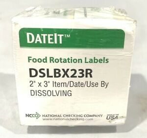DATEIT Food Rotation Labels DSLBX23R (2&#034; 3&#034; Item/Date/Use By) Dissolving.