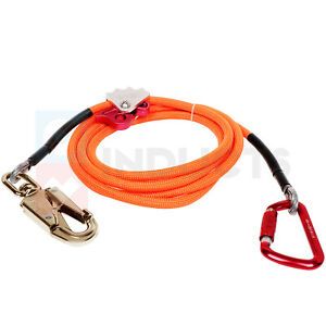 Orange 5/8&#034; x 16&#039; Steel Core Lanyard Flip line Carabiner Grab Swivel Snap Climb