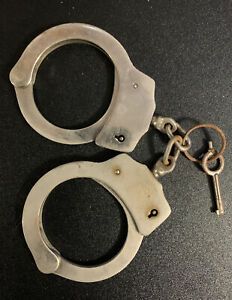 Professional Handcuffs Silver Steel Police Duty Double Lock w/Key
