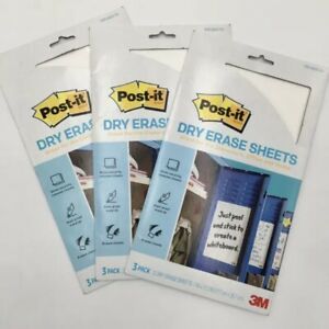 Lot Of 3, 3m, Dry Erase Sheets, Comes W/3 Per