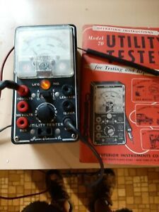 Vintage SUPERIOR INSTRUMEMTS CO. UTILITY TESTER Model 70 w/Leads Operating Inst.