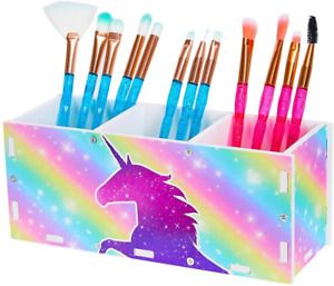 MHJY Unicorn Pencil Holder Organizer Makeup Brush Holder, 3 Slots Rainbow