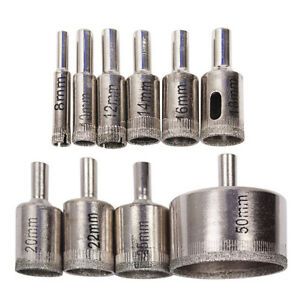 10pcs 8-50mm Diamond Drill Bit Professional Kitchen Faucet Drilling Tool Ceramic