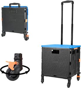 Foldable Utility Cart Folding Portable Rolling Crate Handcart with Durable Heavy