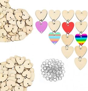 100 Pieces Heart Wooden Discs with Holes Birthday Board Tags Family Birthday...