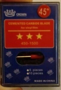 Crown Cemented Carbide 45 Degree Cutting Blades Vinyl 10 pc Brand New Box